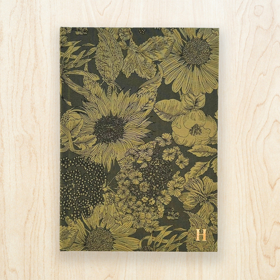 Liberty bloom-gain - yellow flowers on charcoal gray base